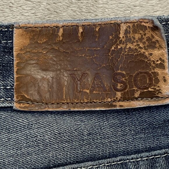 Yaso Brand Jeans Men 32 x 33 Blue Y2K Straight Distressed Studded Pockets Grunge - Picture 13 of 16